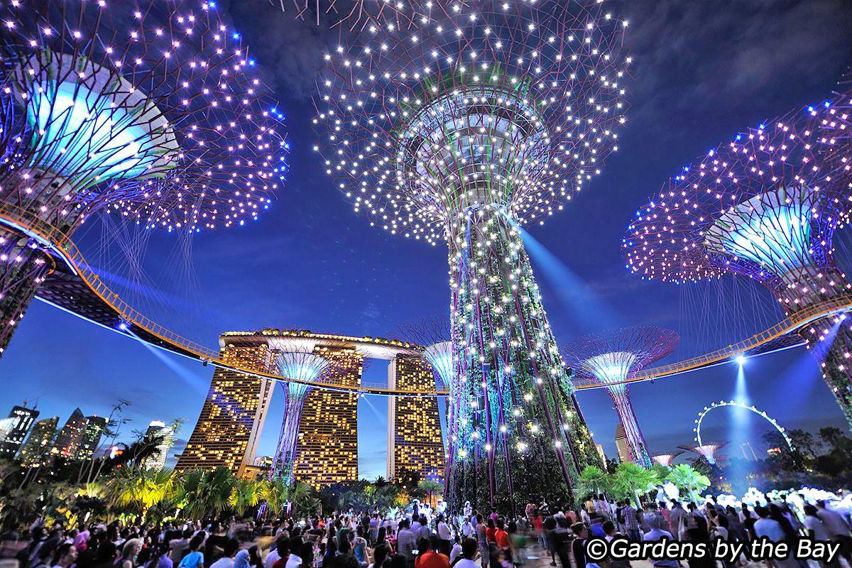 trình diễn âm thanh ánh sáng ở Gardens by the Bay Singapore