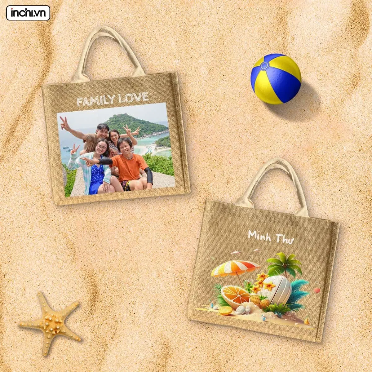 Túi vải đay hoặc túi tote dung tích lớn cho chuyến đi biển